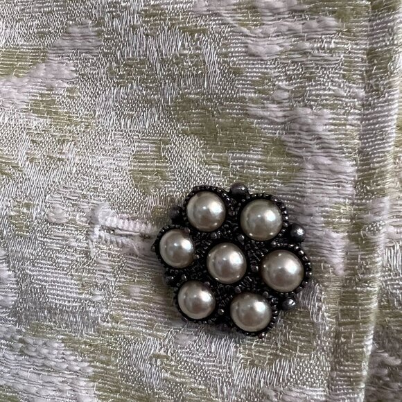 Bob Mackie Studio Womens Jacket Double Breasted Floral Brocade Button Detail - Picture 4 of 11